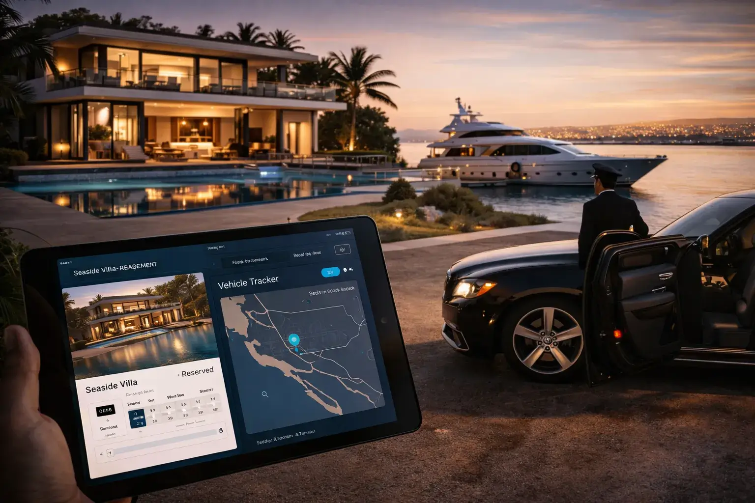 High-value assets such as real estate and vehicles managed with booking and tracking tools.