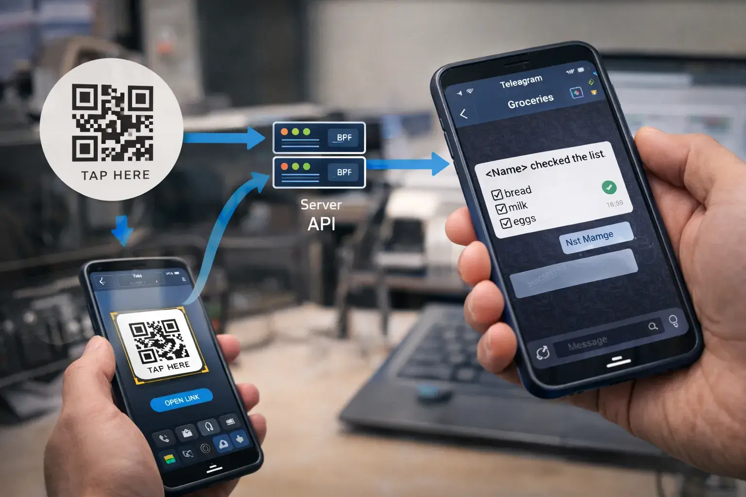 Схема автоматизации, связывающая метки и мессенджер